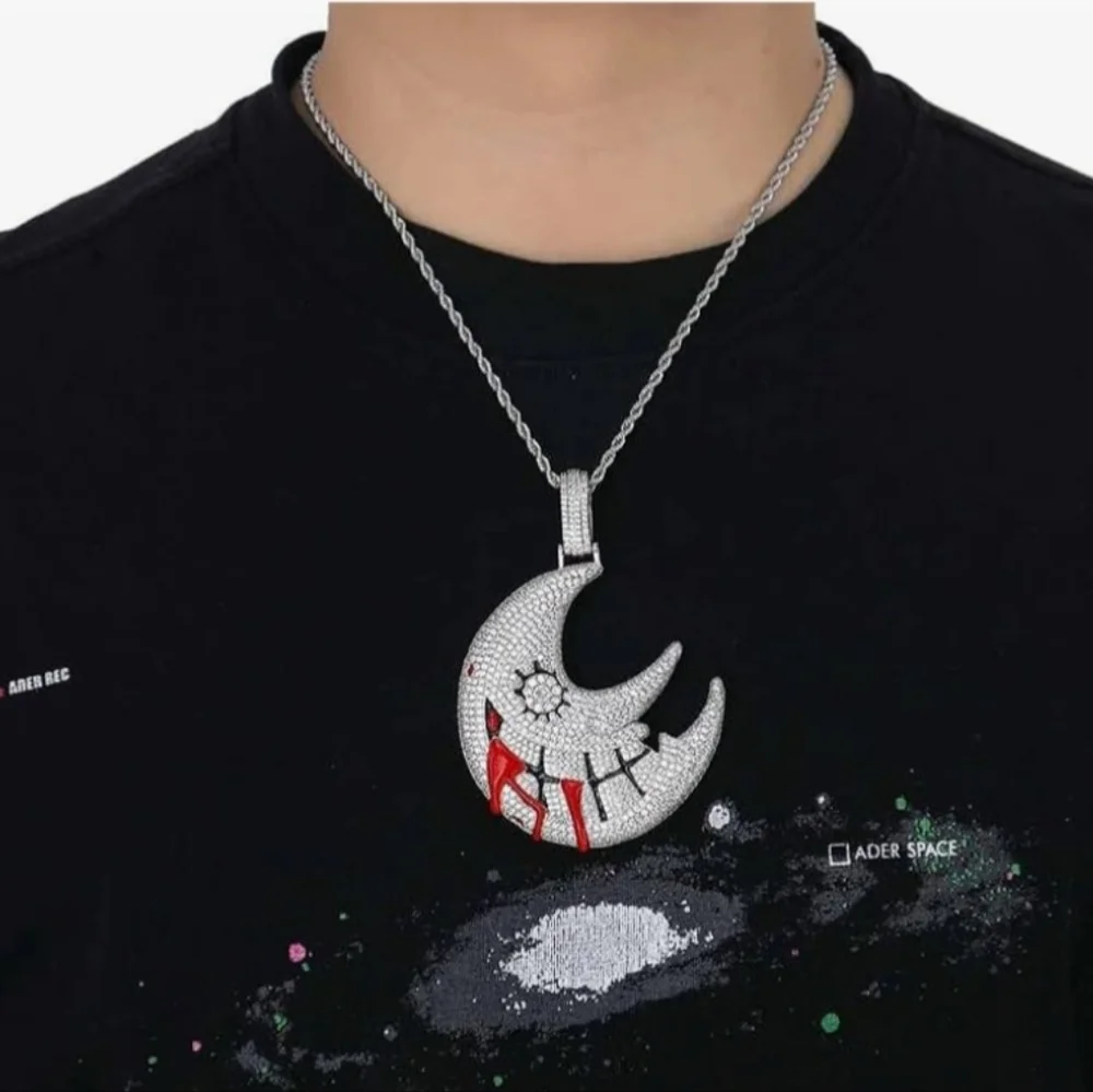 Iced Out Blood Moon Hip Hop Pendant
